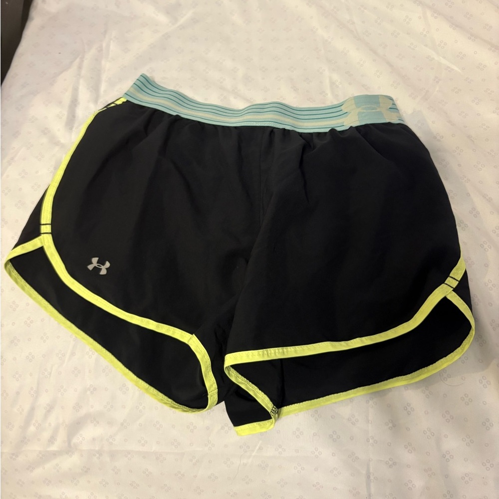 Under Armour Black and Yellow Athletic Shorts with Modern Cut